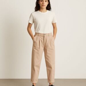 NWT MNG Mango‎ Relaxed Trousers Beige Garment Dye Pants Size 1 Skatecore Norm